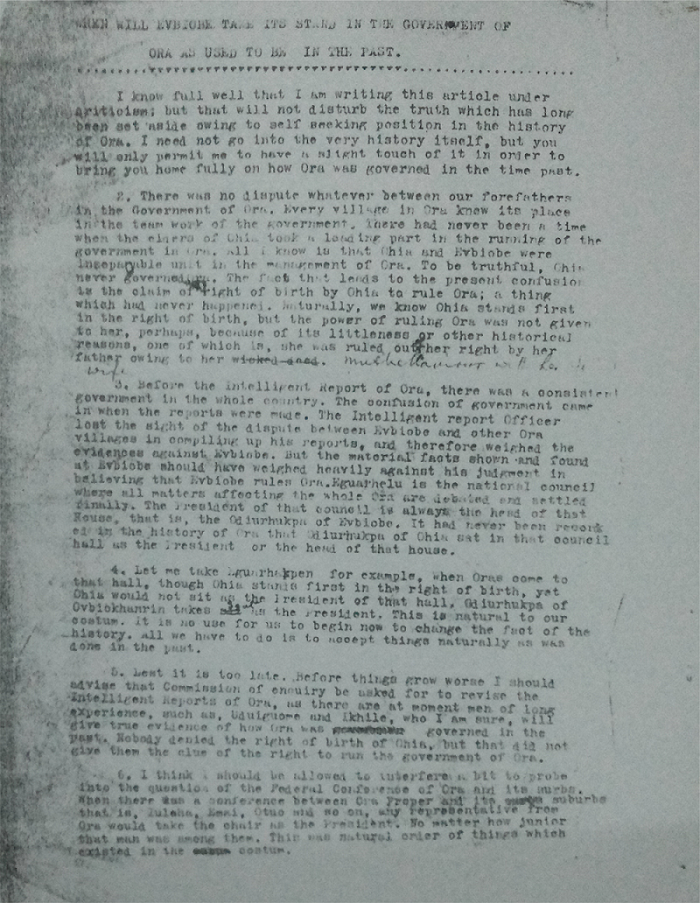 Article by Late Pa Ahimie